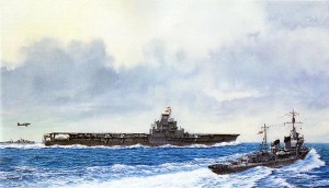 Авианосец «Тайхо» в море. С картины художника